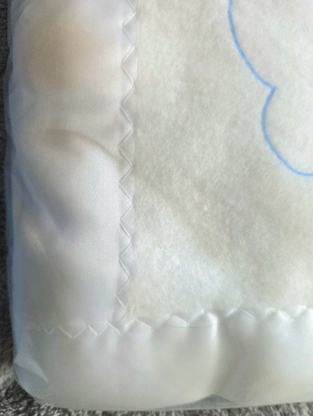 Vintage Crib Blanket Cotton Satin Trim Nursery Rhyme 36 X 50